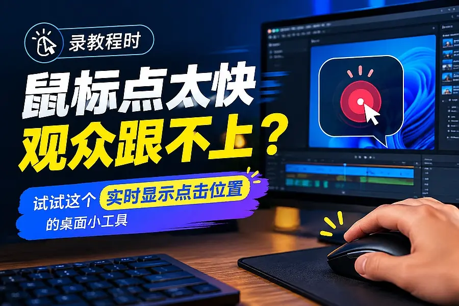 录教程视频鼠标点太快观众跟不上，试试这个实时显示点击位置的桌面小工具｜码小屋