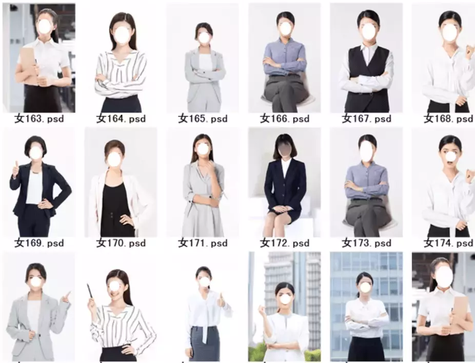 图片[3]-90套精选稀缺素材！男女士职业装形象照PSD素材模板，职业装形象照服装PS设计模板素材-码小屋