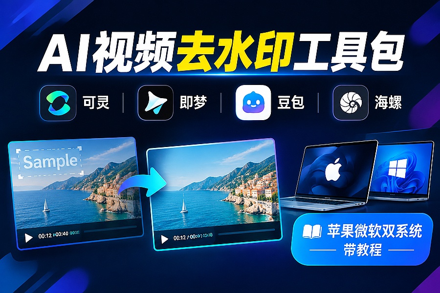 AI视频去水印工具包：可灵即梦豆包海螺，苹果微软双系统带教程｜码小屋