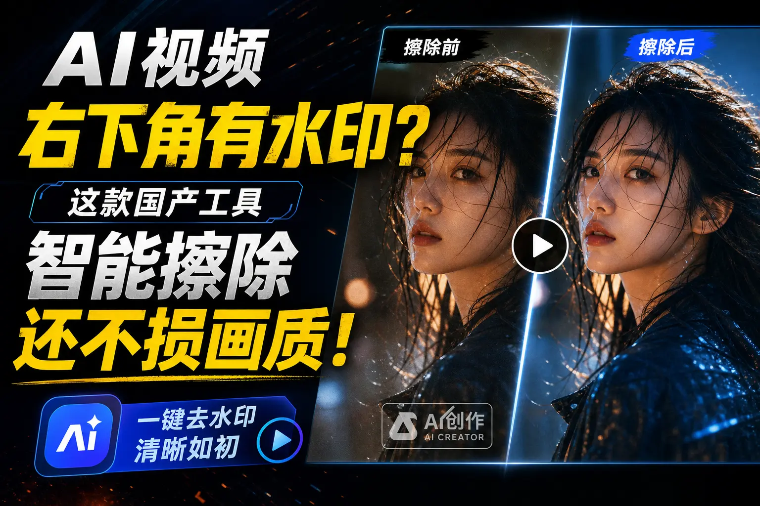 AI视频右下角有水印?这款国产工具能智能擦除还不损画质|码小屋