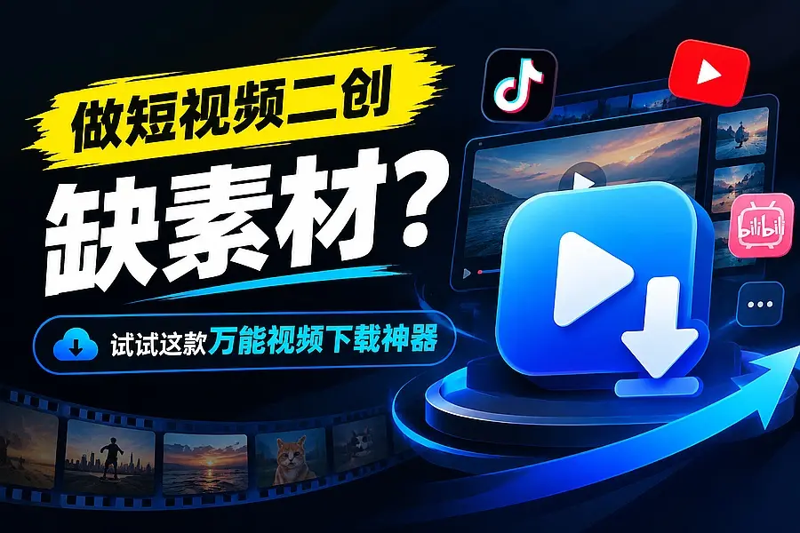 做短视频二创缺素材?试试这款无需安装的万能视频下载神器|码小屋