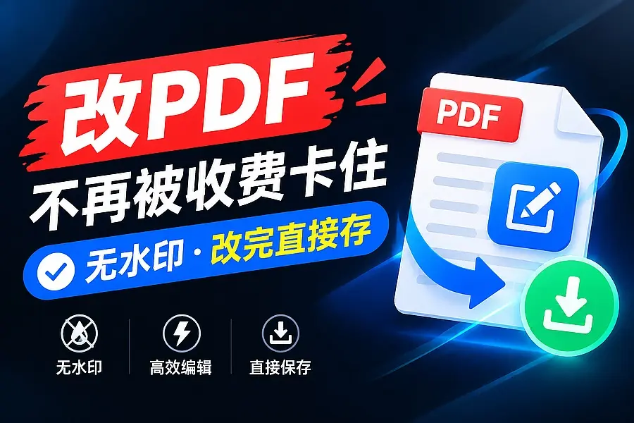 改PDF总被导出收费卡住?这款免费JOPDF工具没水印,改完直接保存|码小屋